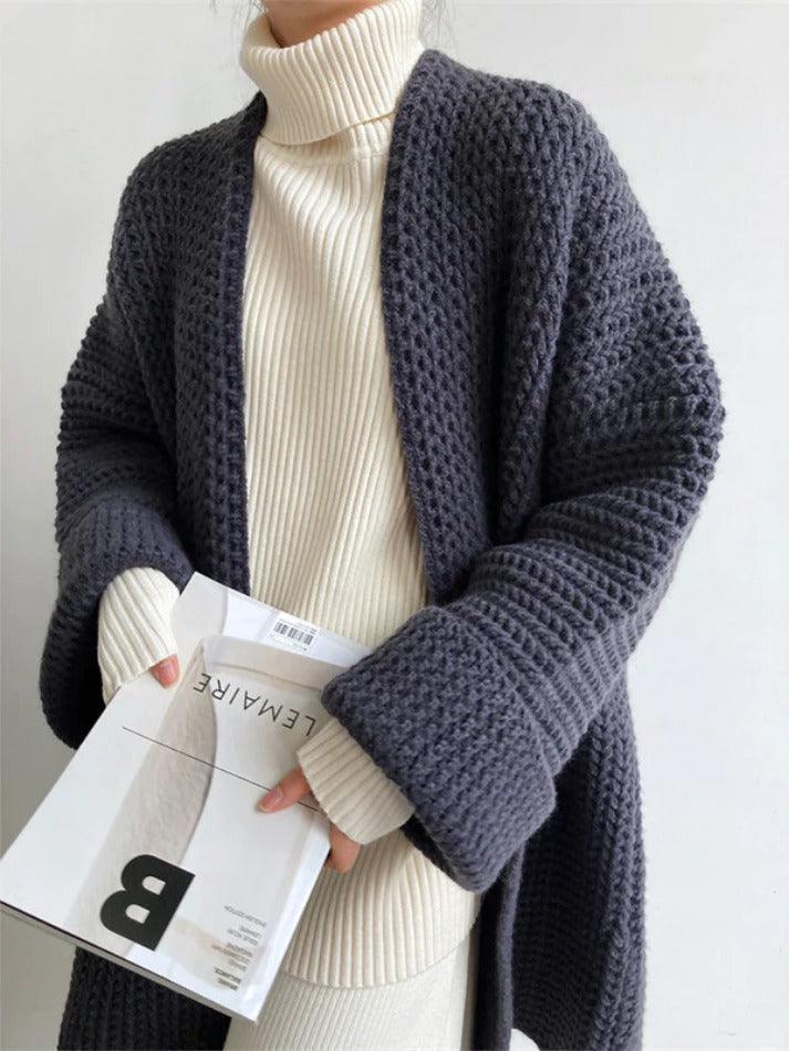 Drune | Solid Baggy Strick Lange Strickjacke