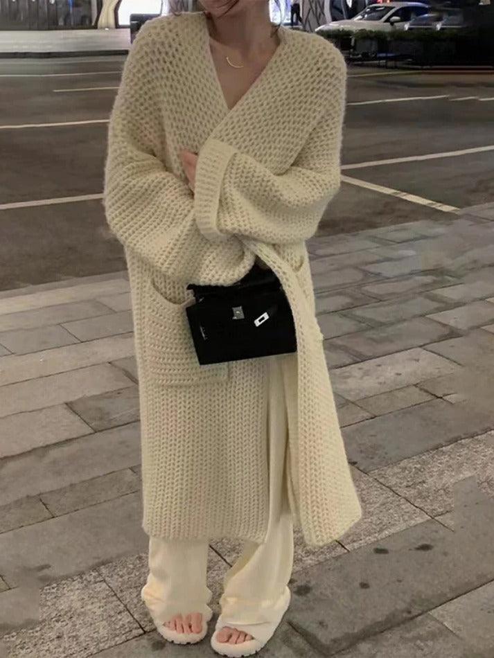Drune | Solid Baggy Strick Lange Strickjacke