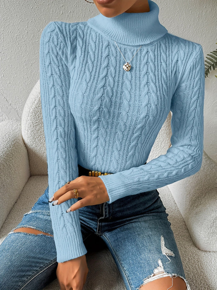 Drune | Solider Kabelstrick Rollkragenpullover für Frauen