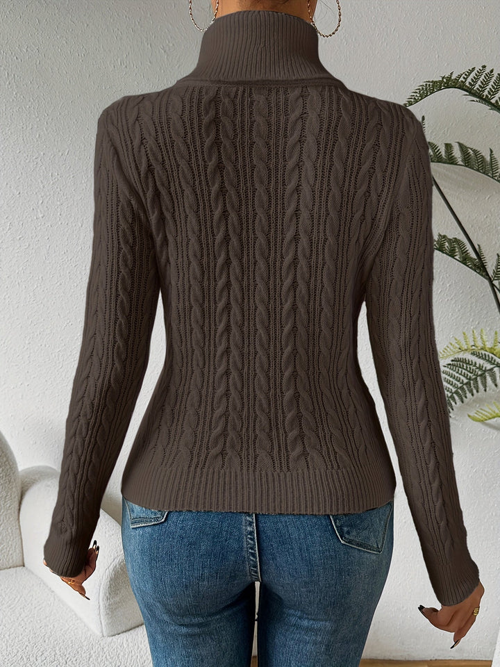 Drune | Solider Kabelstrick Rollkragenpullover für Frauen