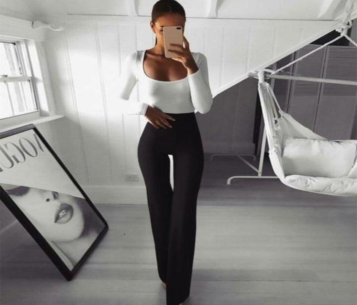 Drune | Schlichte Hohe Taille Schlagweite Schlanke Lange Lockere Hose
