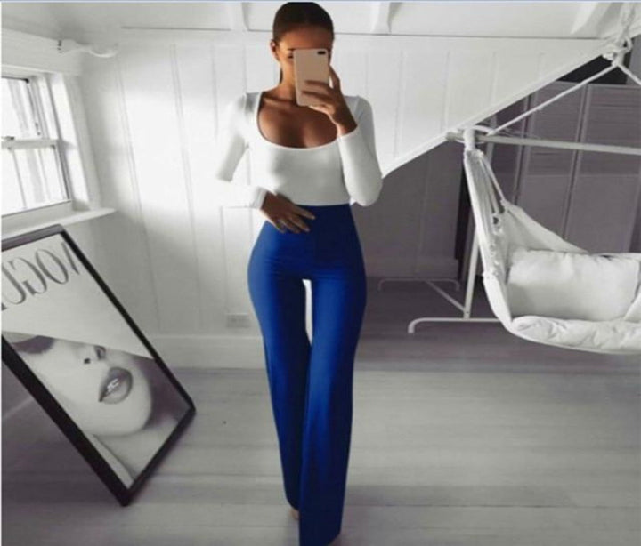 Drune | Schlichte Hohe Taille Schlagweite Schlanke Lange Lockere Hose