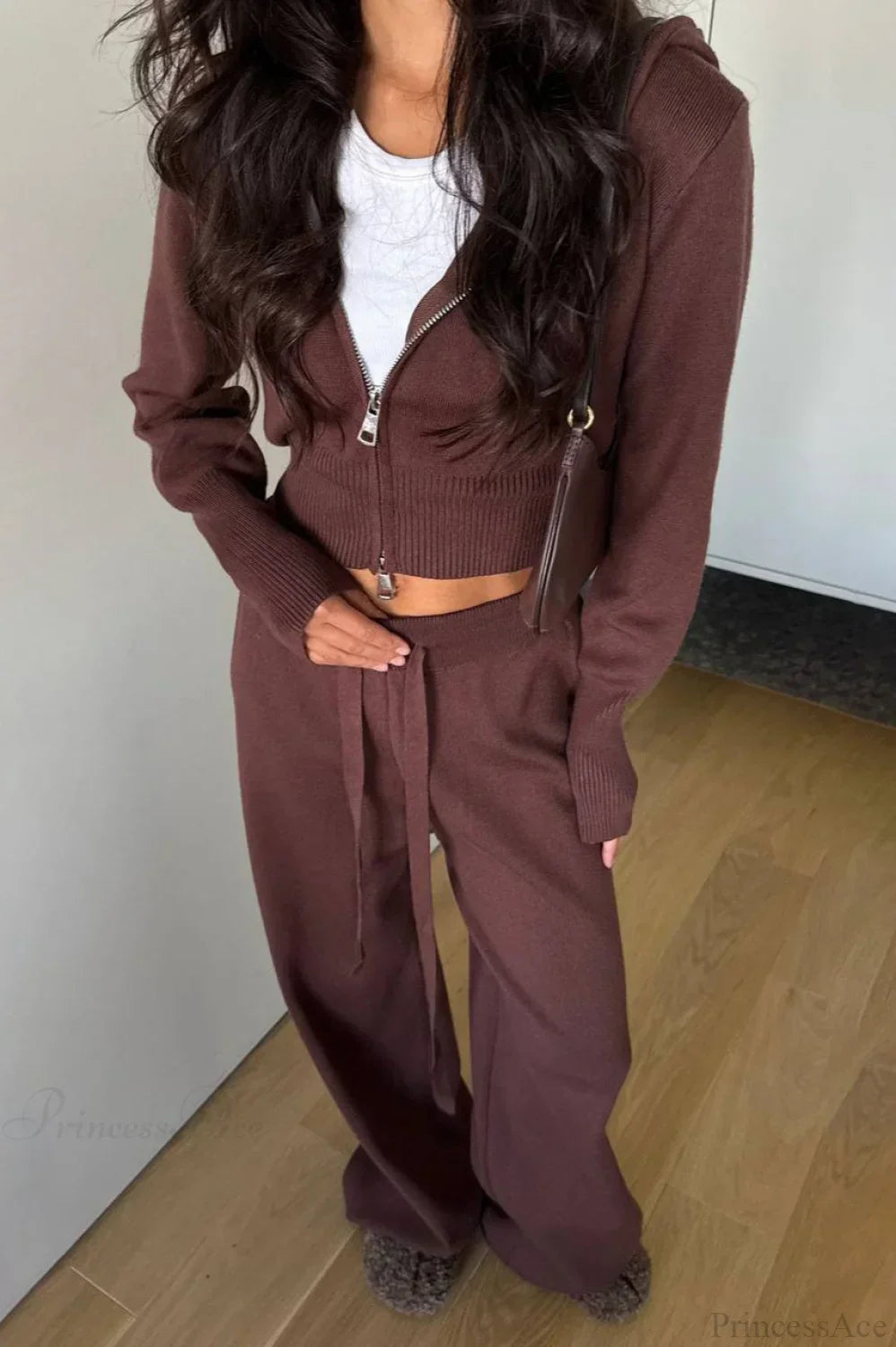 Drune | Strick Kurz Reißverschlussjacke Relaxed Pants Zwei-Teile Set