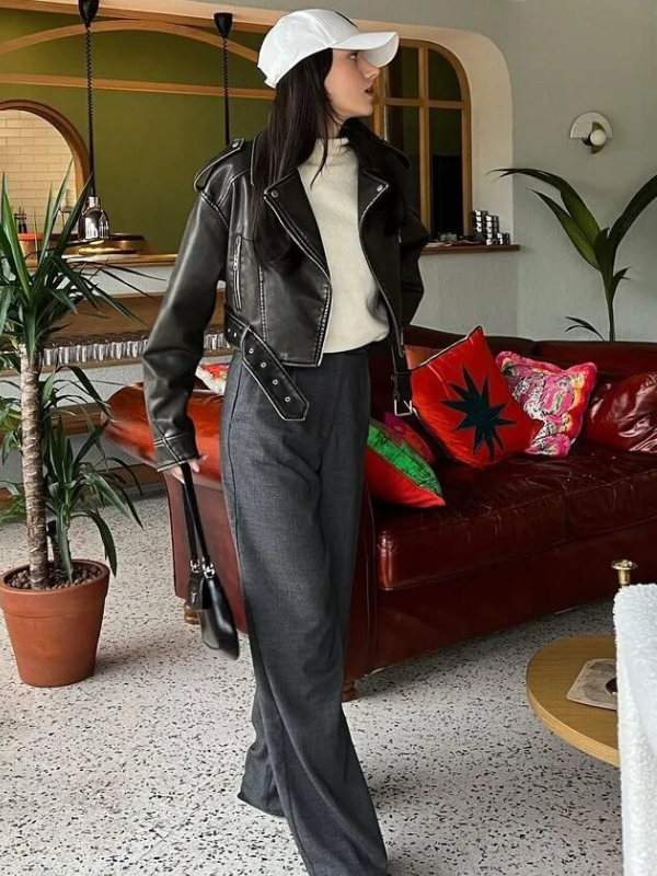 Drune | Kurz Geschnittene Bikerjacke - Vintage & Stilvoll