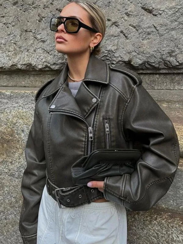 Drune | Kurz Geschnittene Bikerjacke - Vintage & Stilvoll