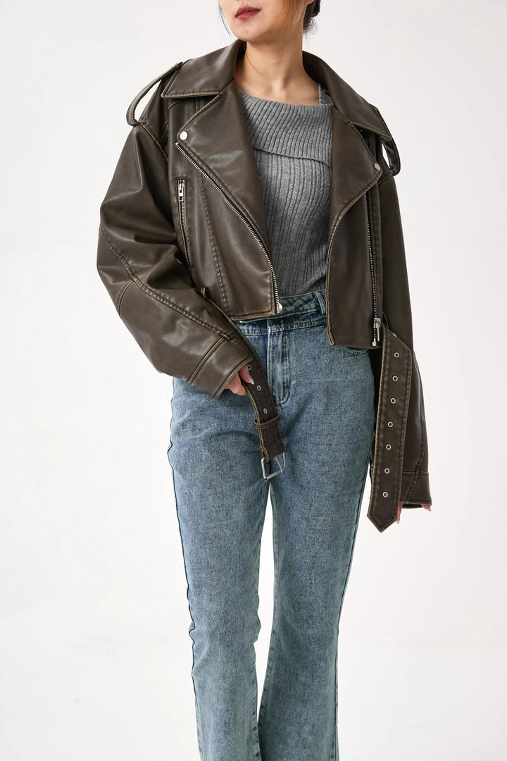 Drune | Kurz Geschnittene Bikerjacke - Vintage & Stilvoll