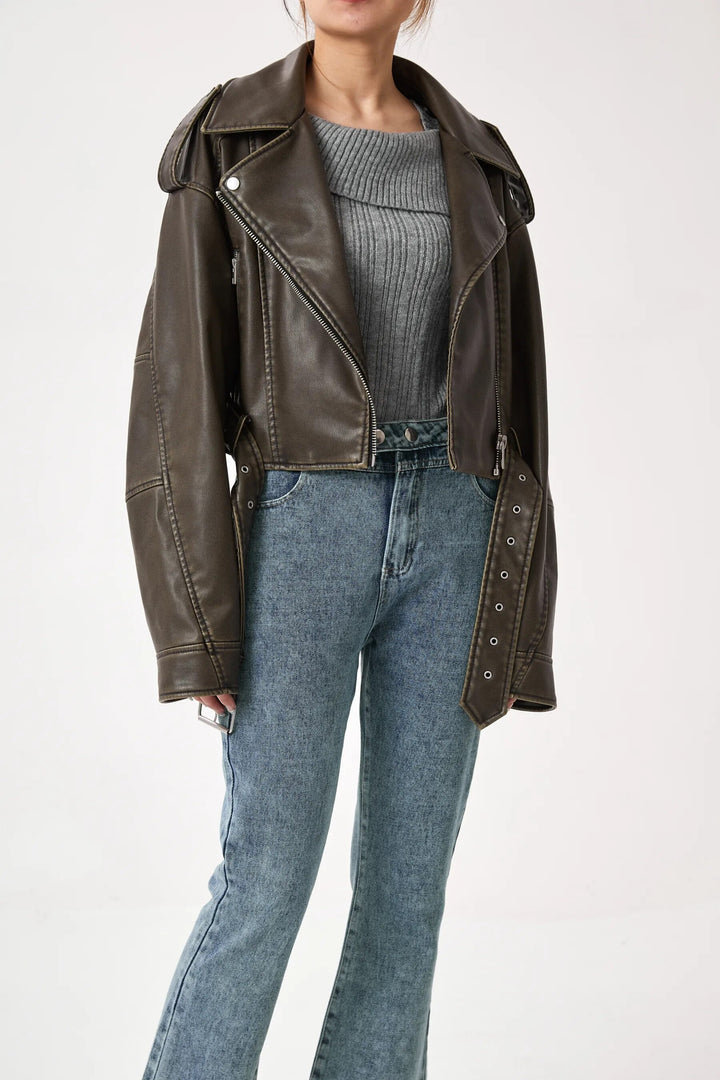 Drune | Kurz Geschnittene Bikerjacke - Vintage & Stilvoll