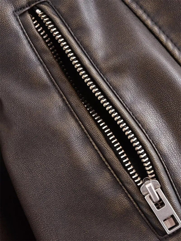 Drune | Kurz Geschnittene Bikerjacke - Vintage & Stilvoll