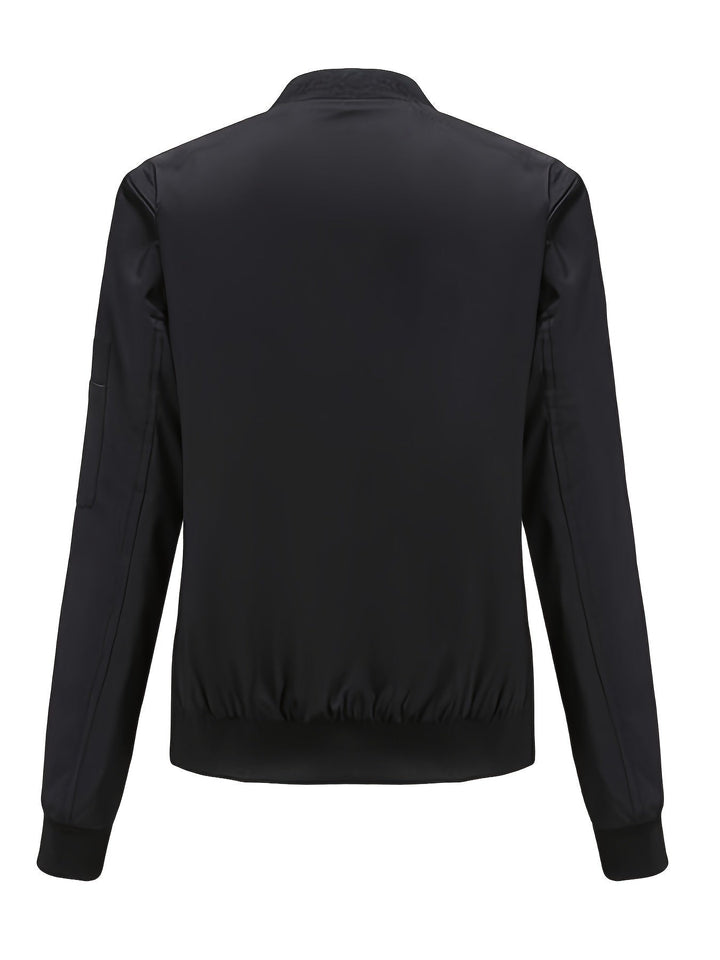 Drune | Einfarbige Polyester-Bomberjacke mit Baseballkragen und Reißverschlusstasche