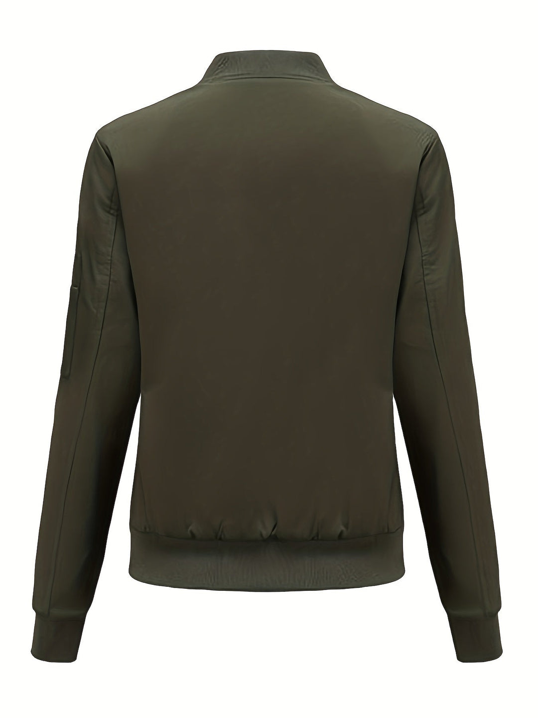 Drune | Einfarbige Polyester-Bomberjacke mit Baseballkragen und Reißverschlusstasche