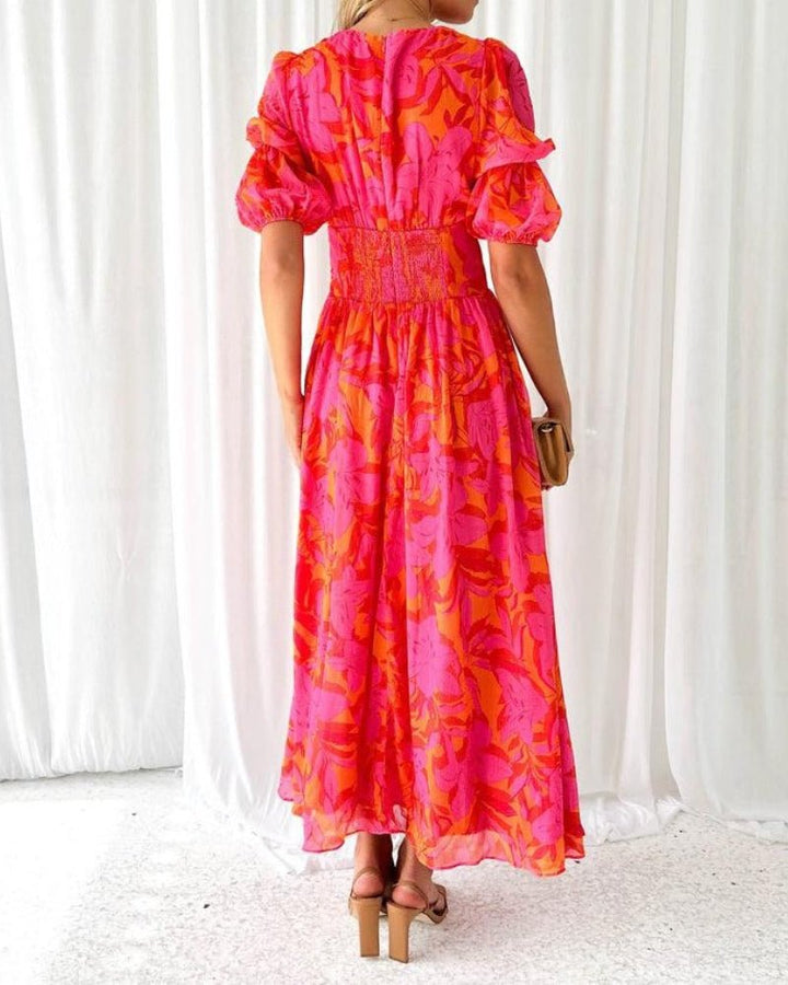 Drune | Elegante Maxikleid In Rot Rosa