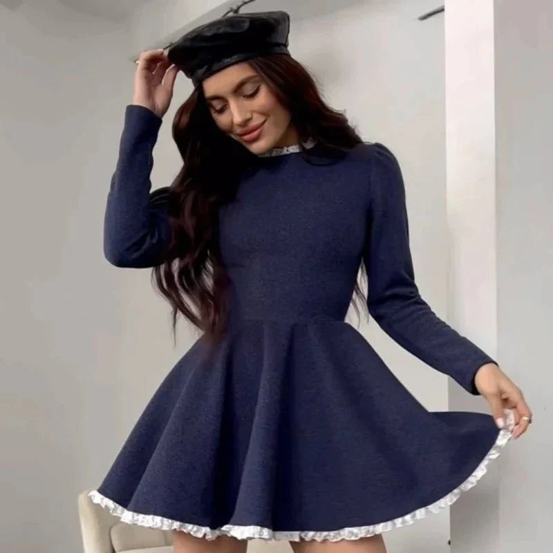 Drune | Weibliche Spitzen A-Linien Mini Kleid