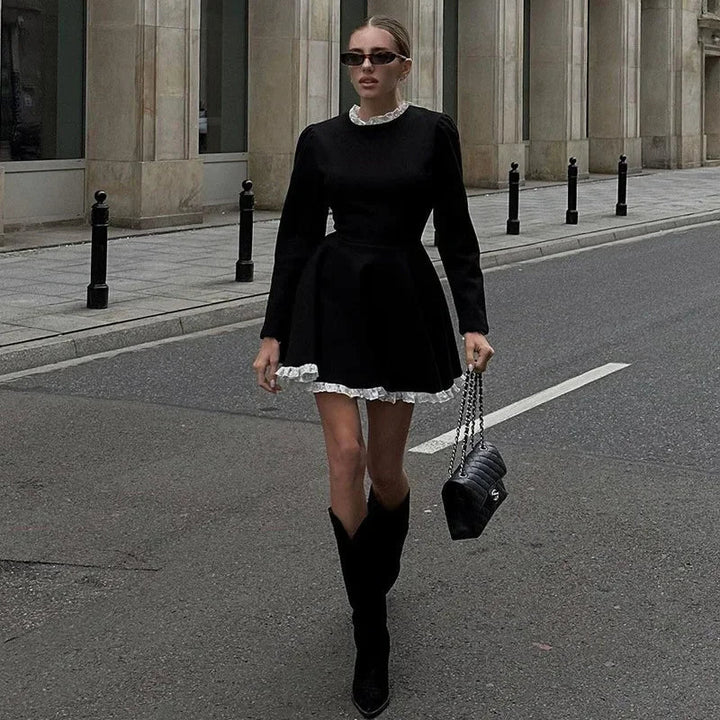Drune | Weibliche Spitzen A-Linien Mini Kleid