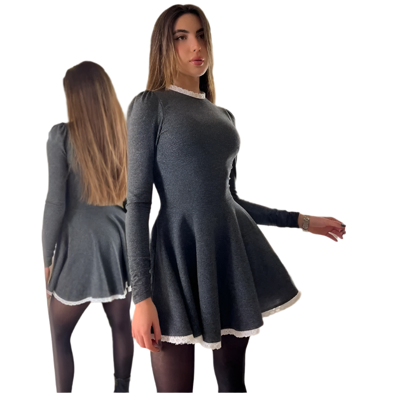 Drune | Weibliche Spitzen A-Linien Mini Kleid
