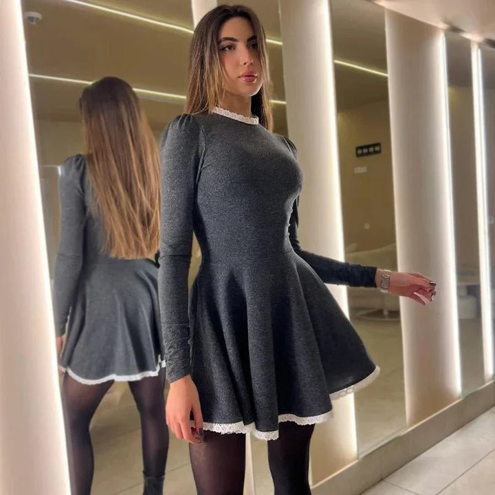 Drune | Weibliche Spitzen A-Linien Mini Kleid