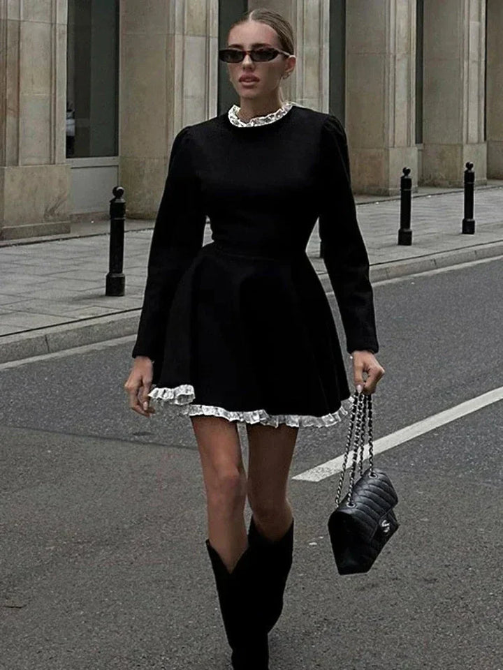 Drune | Weibliche Spitzen A-Linien Mini Kleid