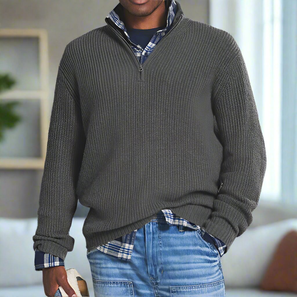 Drune | Baumwoll-Quarter-Zip-Pullover lässig geschnittenes Sweatshirt