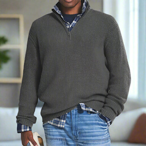 Drune | Baumwoll-Quarter-Zip-Pullover lässig geschnittenes Sweatshirt