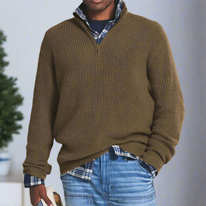 Drune | Baumwoll-Quarter-Zip-Pullover lässig geschnittenes Sweatshirt