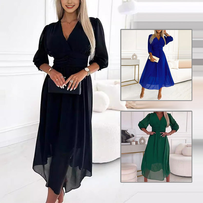 Drune | Damen V-Ausschnitt Leichte Chiffon Kleider