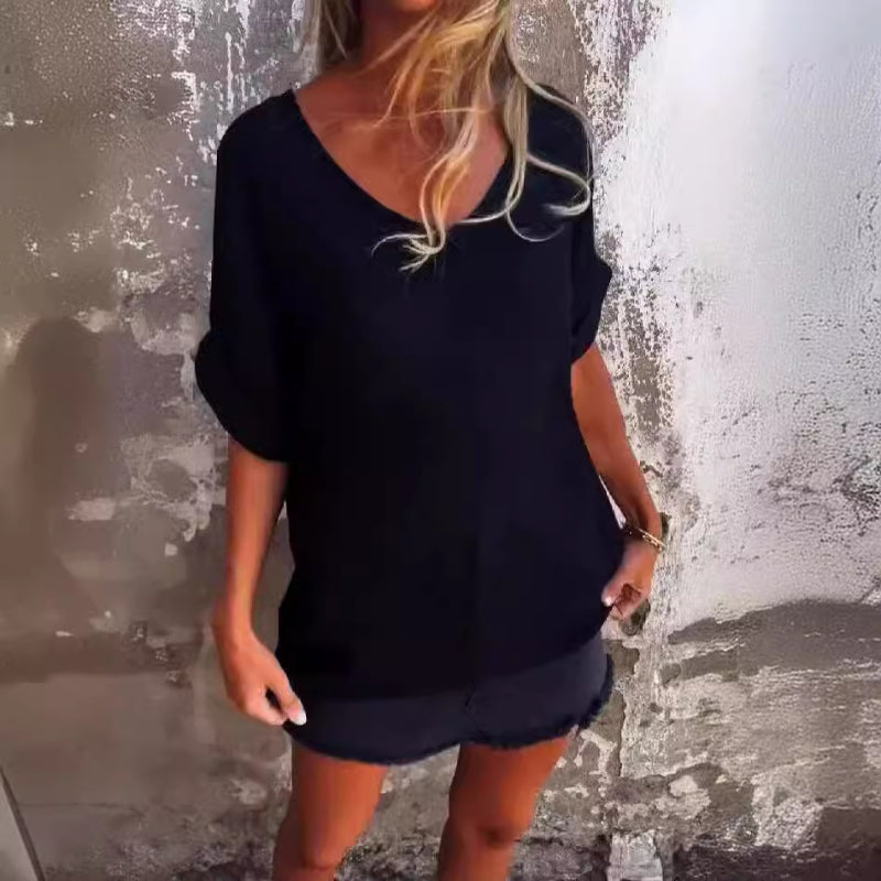 Drune | T-Shirt Mit Übergroßem V-Ausschnitt Für Damen