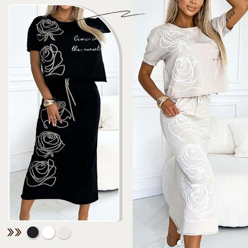 Drune | Elegantes Zweiteiler Satz Mit Blumenmuster Für Damen