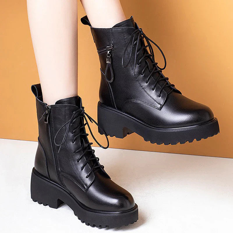 Drune | Cozy Chic Damen Chunky Heel Pelzgefütterte Winterstiefel