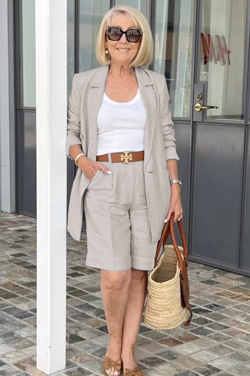 Drune | Luftiges Satz Aus Geblümter Jacke & Shorts