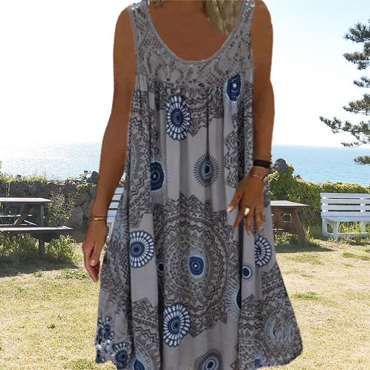 Drune | Luftiges Sommerkleid Mit Print & O-Ausschnitt
