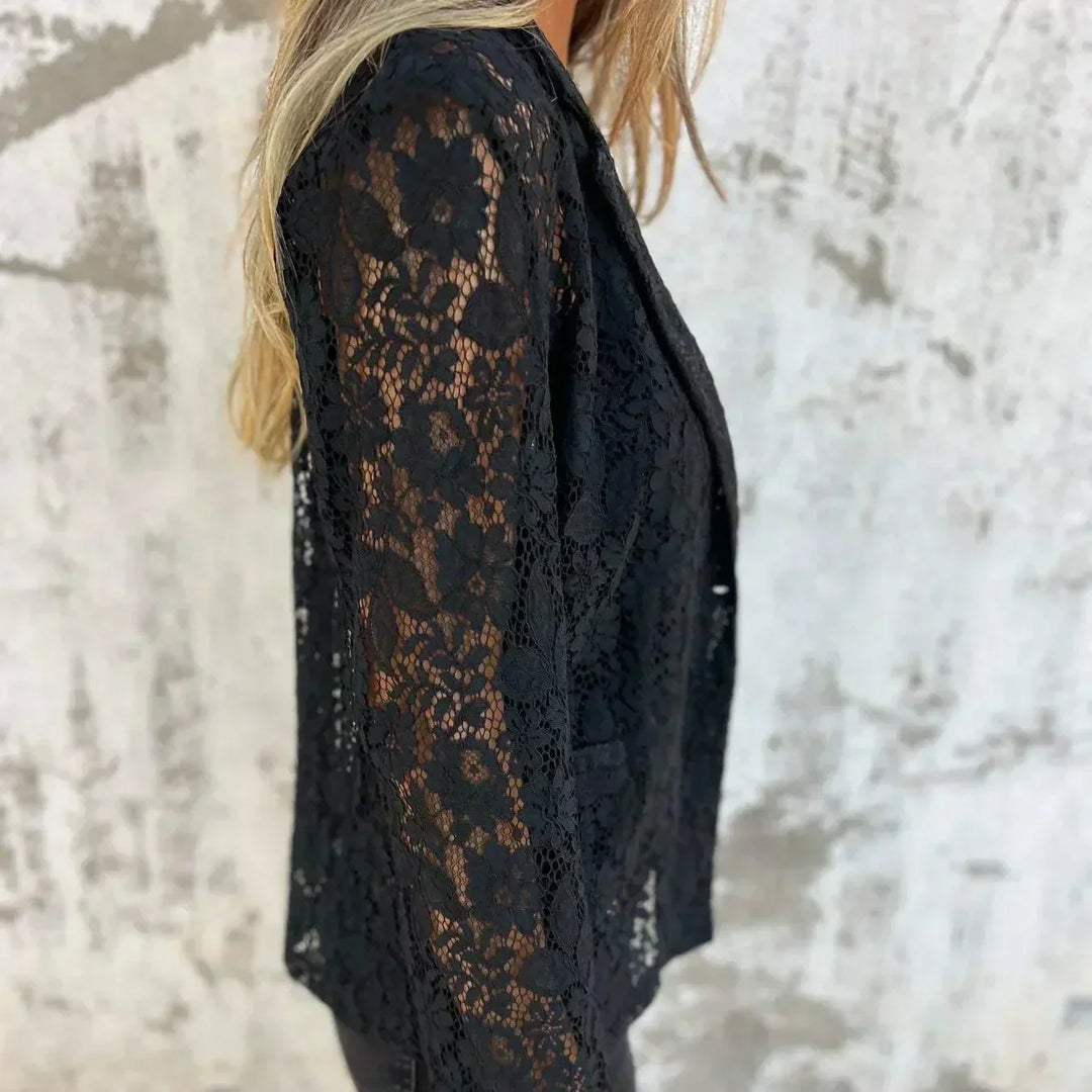 Drune | Blusenjacke Leicht Transparenter Look Elegant mit Klassischem Kragen