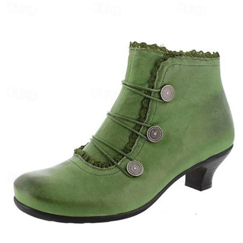 Drune | Damen Viktorianische Schnür-Stiefeletten mit Spitzenbesatz