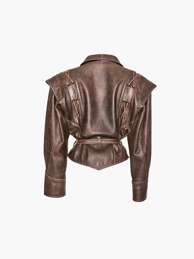 Drune | Kunstleder Kimono Jacke