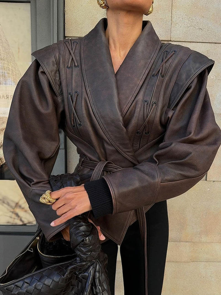 Drune | Kunstleder Kimono Jacke