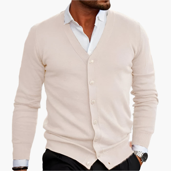 Drune | Cardigan Klassisch Elegant - Business & Freizeit Strickjacke mit V-Ausschnitt
