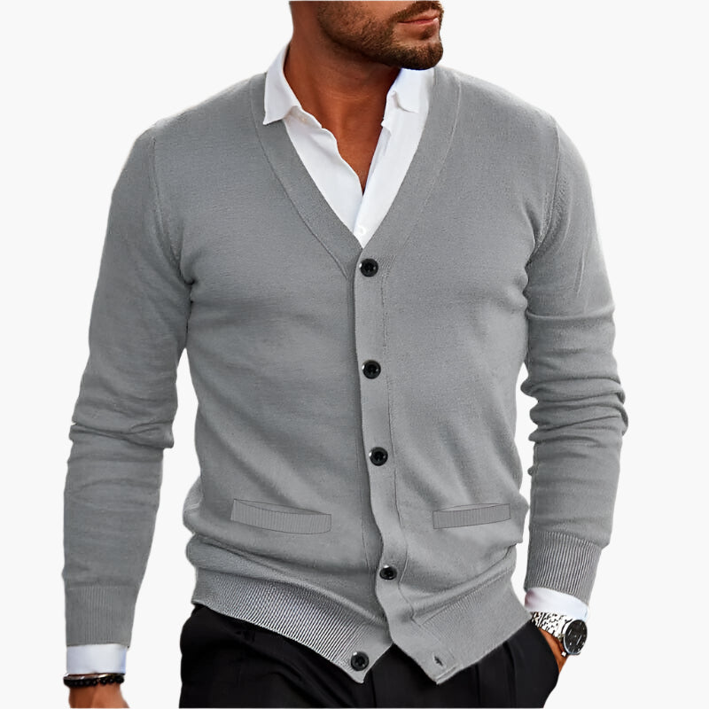 Drune | Cardigan Klassisch Elegant - Business & Freizeit Strickjacke mit V-Ausschnitt