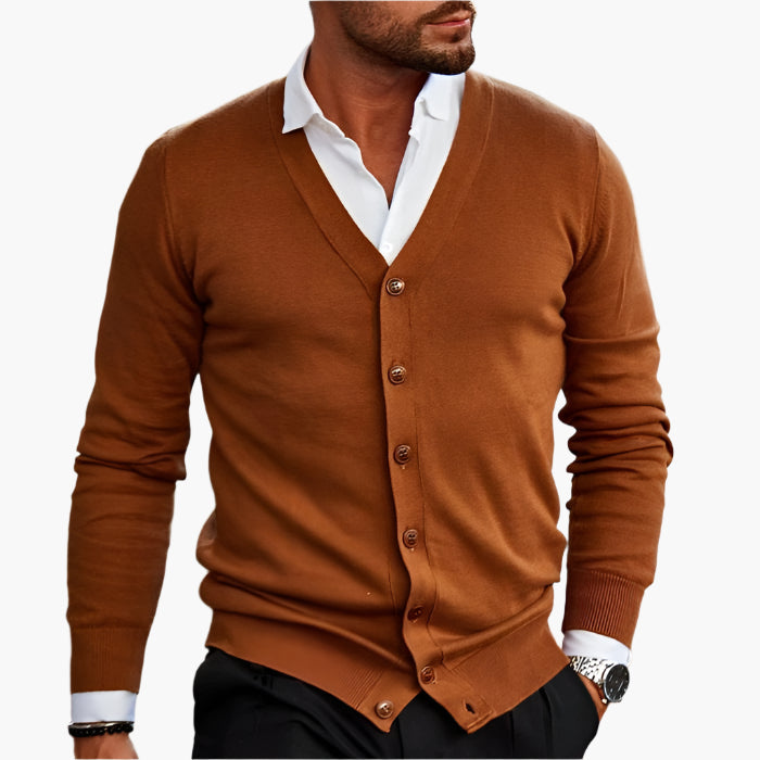 Drune | Cardigan Klassisch Elegant - Business & Freizeit Strickjacke mit V-Ausschnitt