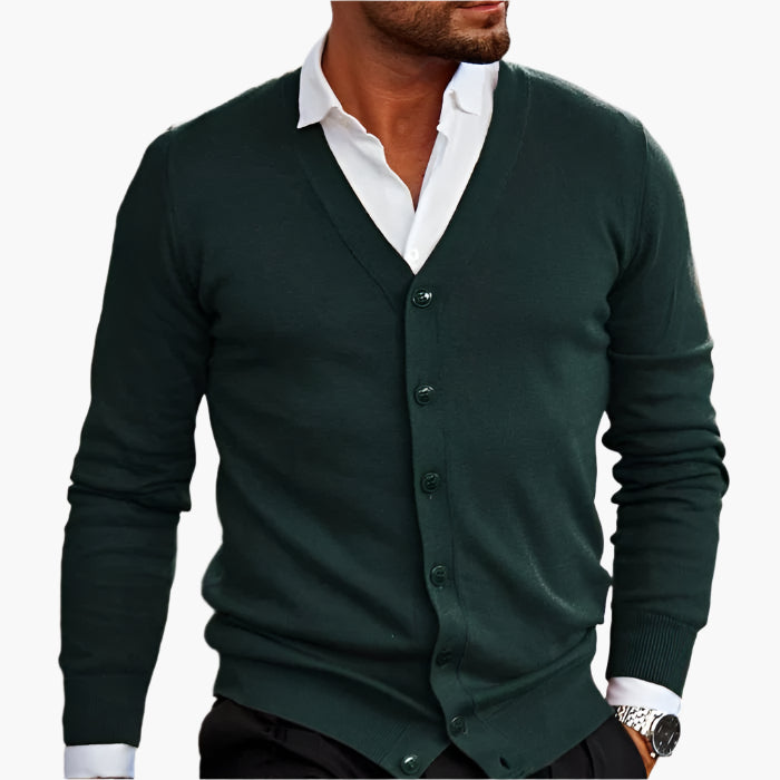 Drune | Cardigan Klassisch Elegant - Business & Freizeit Strickjacke mit V-Ausschnitt