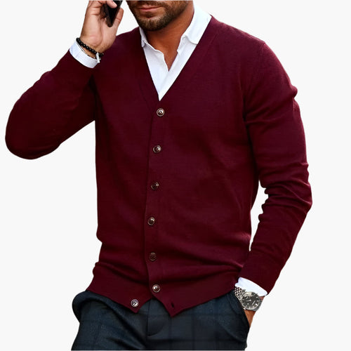 Drune | Cardigan Klassisch Elegant - Business & Freizeit Strickjacke mit V-Ausschnitt