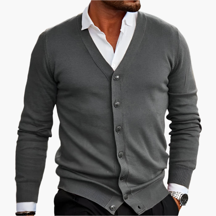 Drune | Cardigan Klassisch Elegant - Business & Freizeit Strickjacke mit V-Ausschnitt