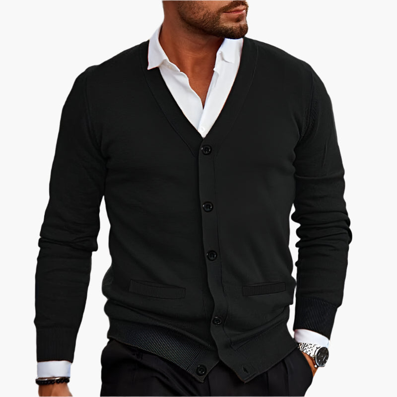 Drune | Cardigan Klassisch Elegant - Business & Freizeit Strickjacke mit V-Ausschnitt
