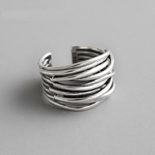 Drune | Silber Verstellbarer Ring in Lagen