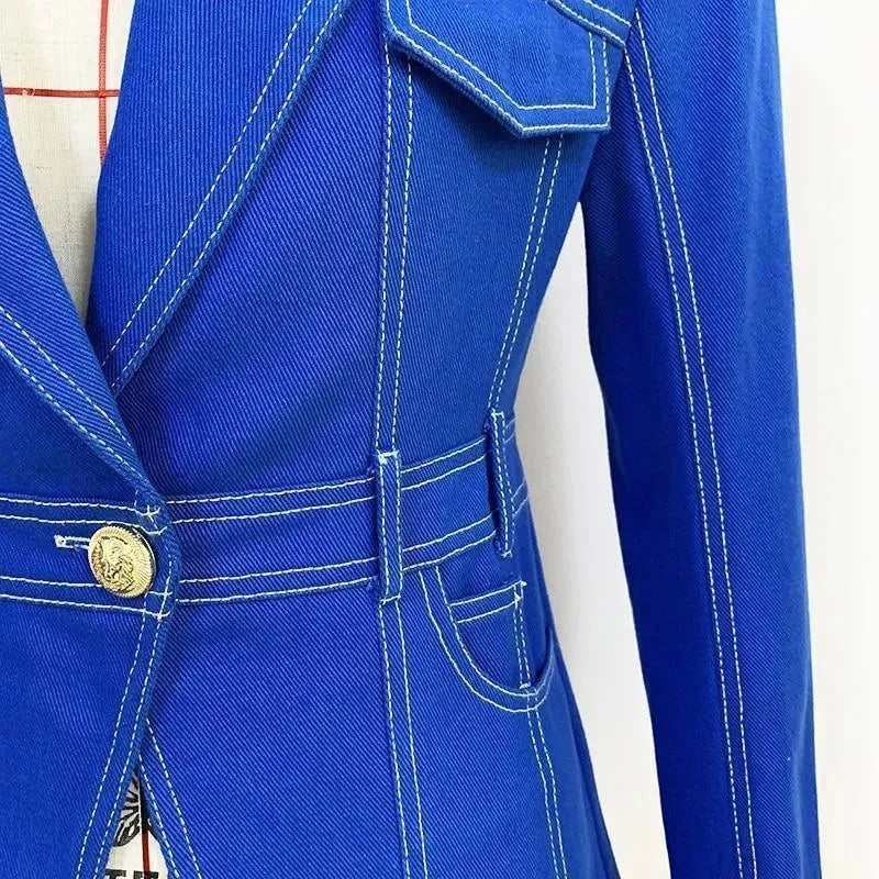 Drune | Gestepptes Denim-Blazer für Damen - Lässig - Unifarben