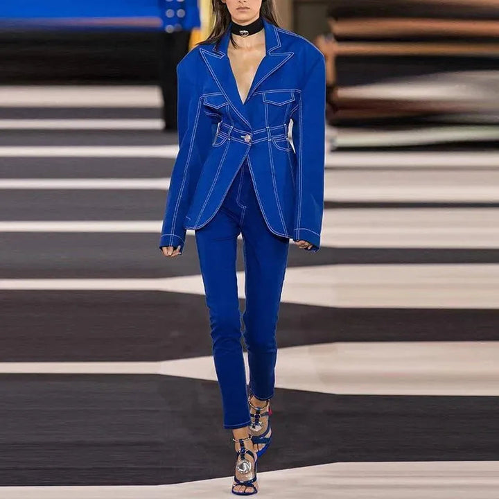 Drune | Gestepptes Denim-Blazer für Damen - Lässig - Unifarben