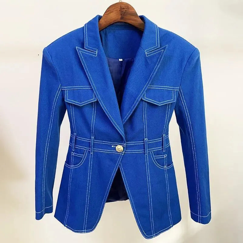 Drune | Gestepptes Denim-Blazer für Damen - Lässig - Unifarben