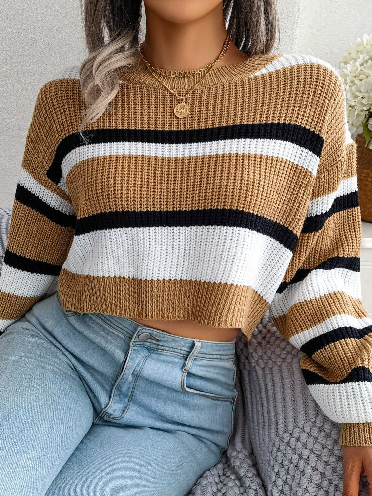 Drune | Gestreifter Crop Pullover