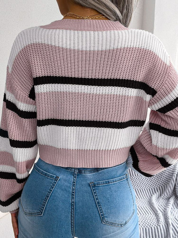 Drune | Gestreifter Crop Pullover