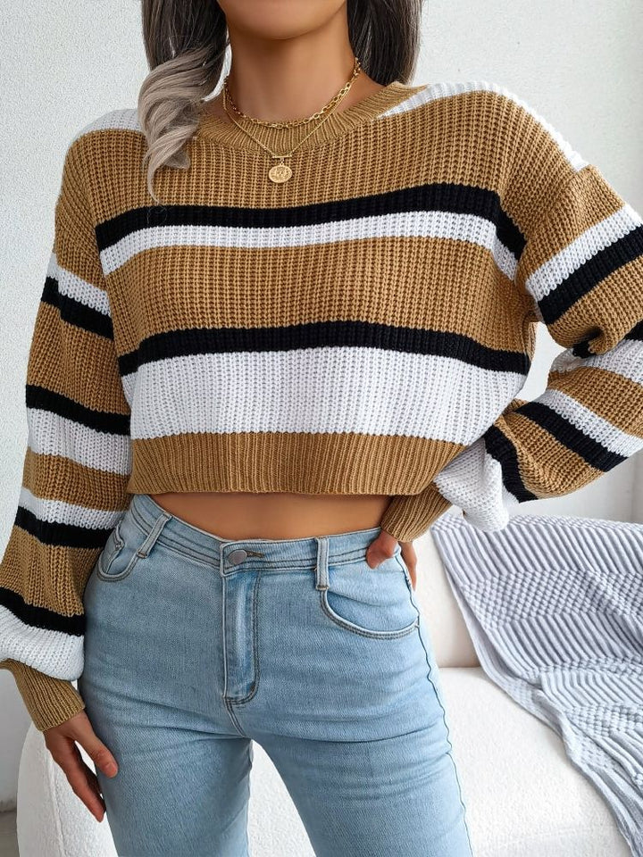 Drune | Gestreifter Crop Pullover