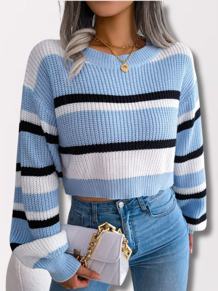 Drune | Gestreifter Crop Pullover