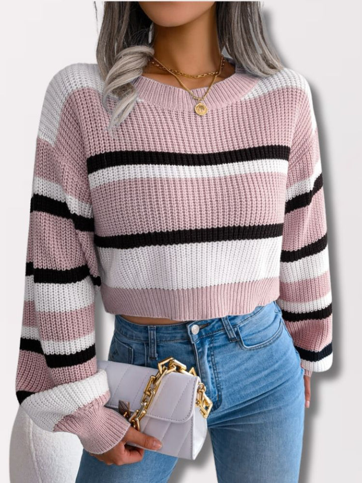 Drune | Gestreifter Crop Pullover