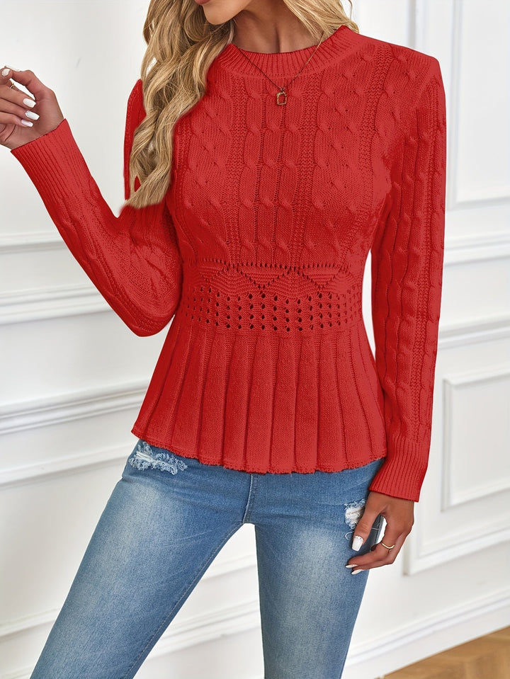 Drune | Robuster Kabelstrickpullover mit Rundhalsausschnitt